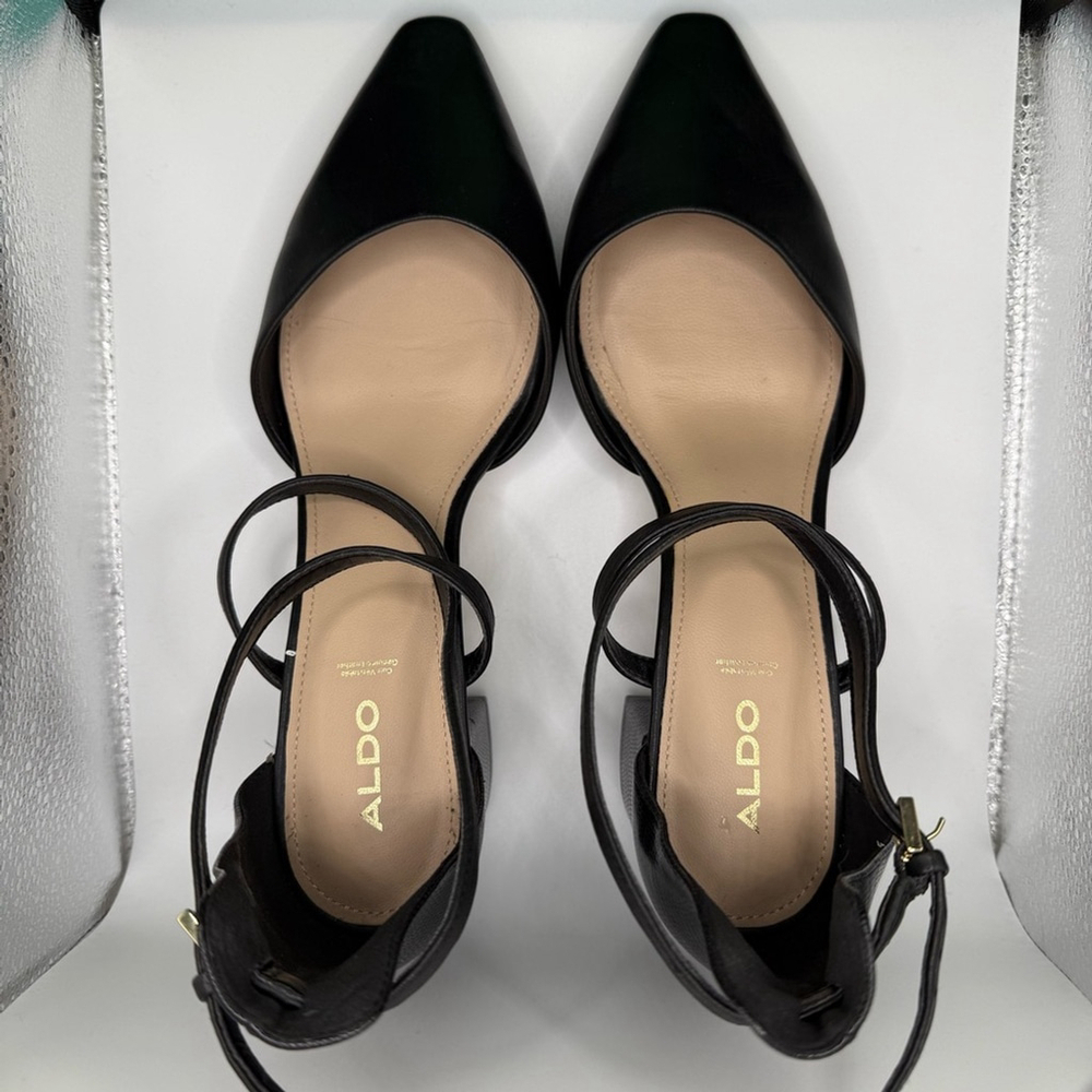 Aldo Black Elegant Heels Ankle Straps Women’s 10 - Picture 2 of 11